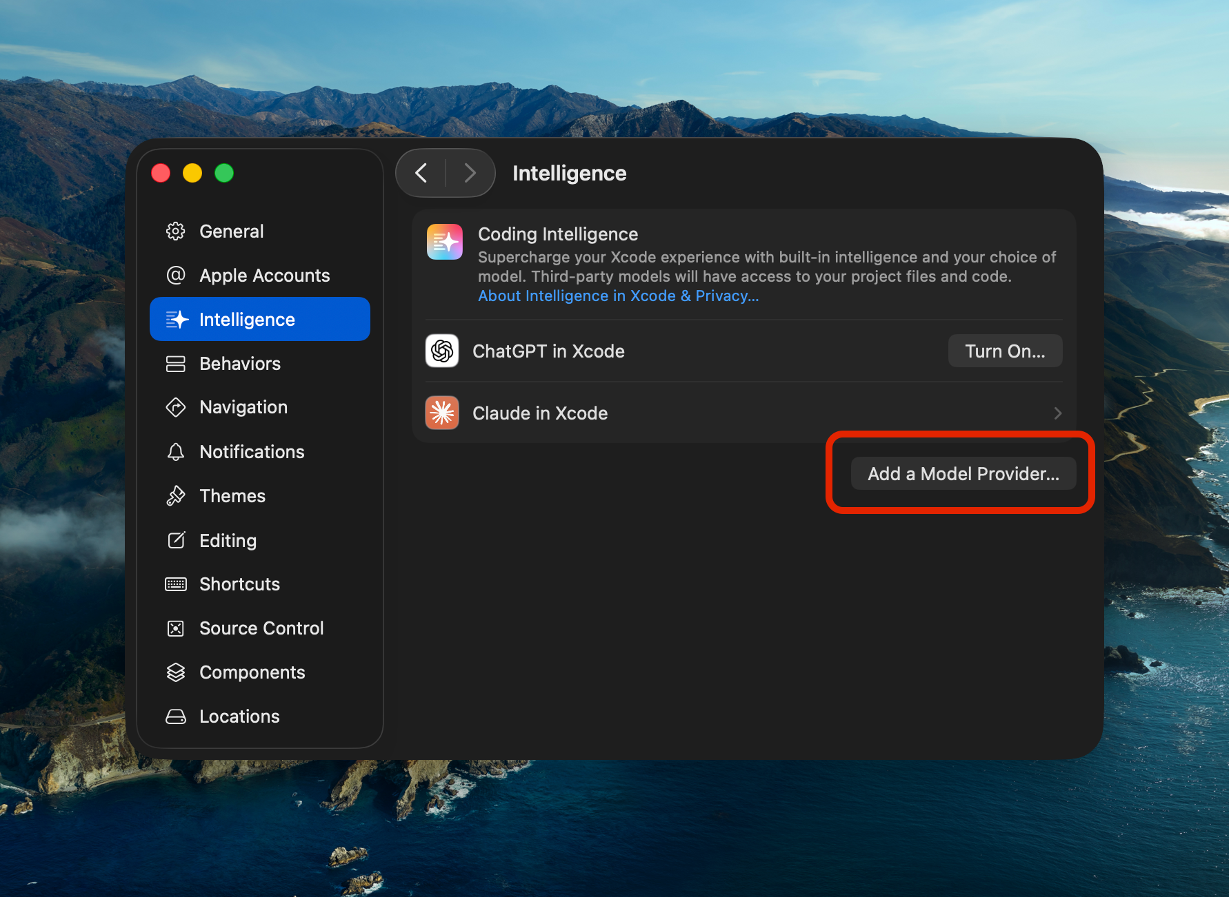 Add Synthetic model provider in Xcode settings