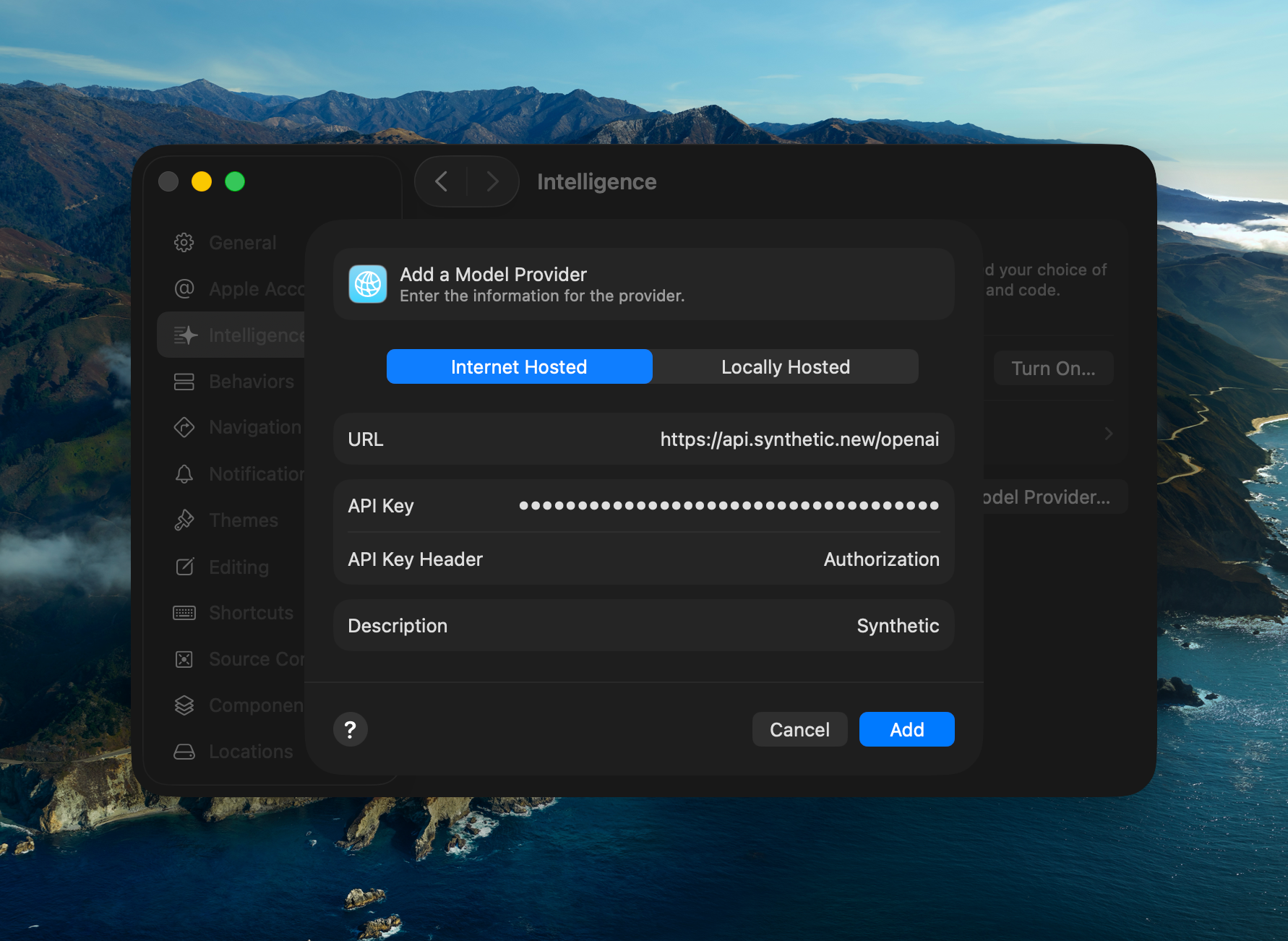 Configure Synthetic provider details in Xcode